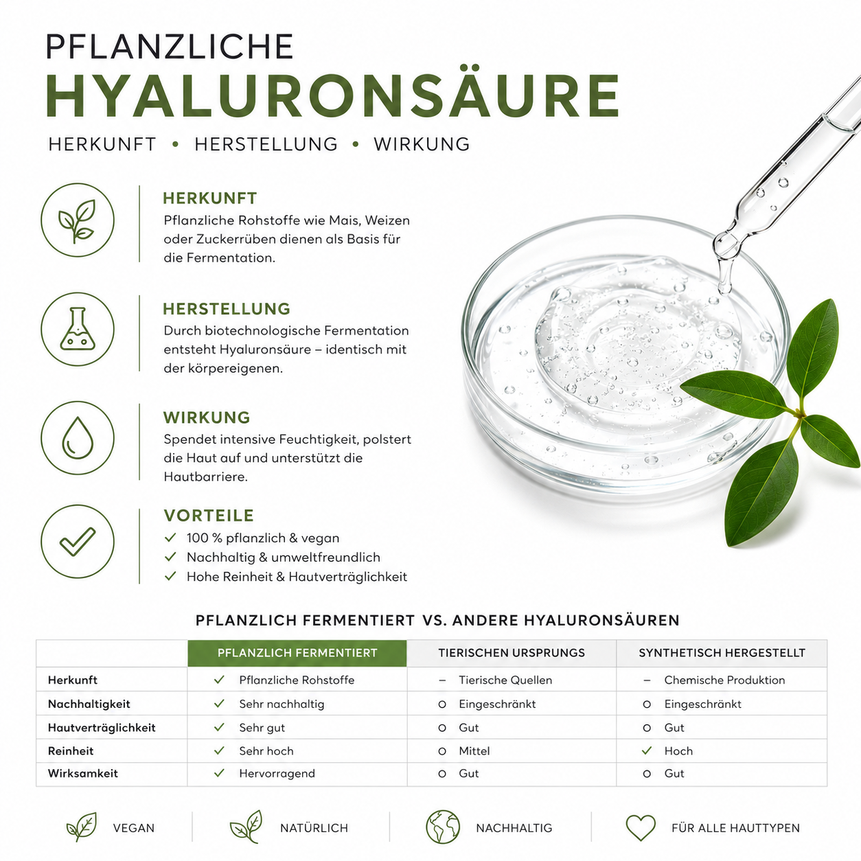 Pflanzliche Hyaluronsäure: Herkunft, Herstellung, Wirkung und warum moderne Fermentation der Goldstandard ist